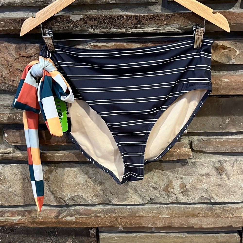 Nani Swimwear Kadia High-Waisted Side-Tie Bikini Bottom Striped